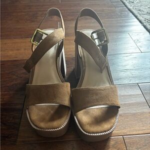 Madden Girl Brown Suede Platform Sandals Size 9 |Boho Chunky Block Heel